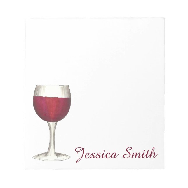 Red Wine Lover Glass Winery Personalized Notepad (Front)
