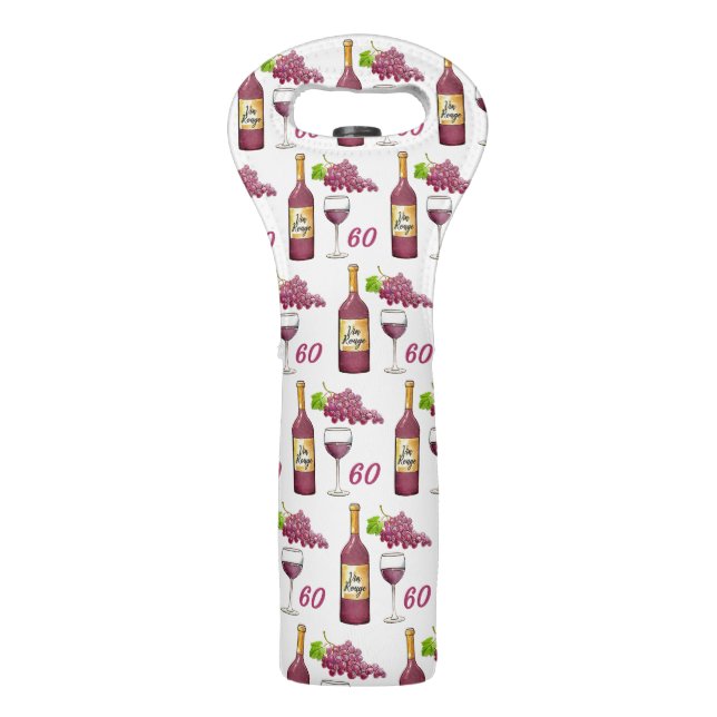 Red Wine Lovers Pattern 60th Birthday Wine Bag (Front)