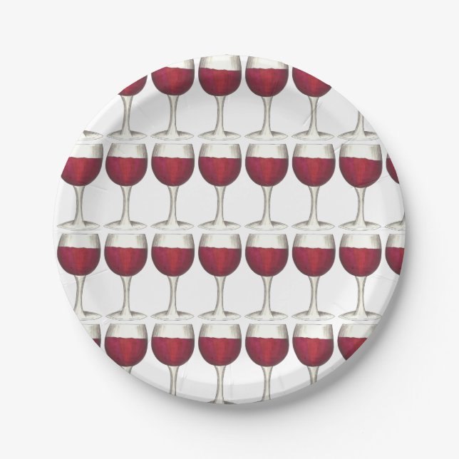 Red Wine Merlot Glass Glasses Cocktail Party Plate (Front)