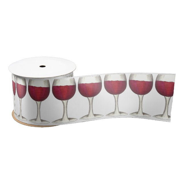 Red Wine Merlot Glass Glasses Foodie Print Ribbon (Spool)