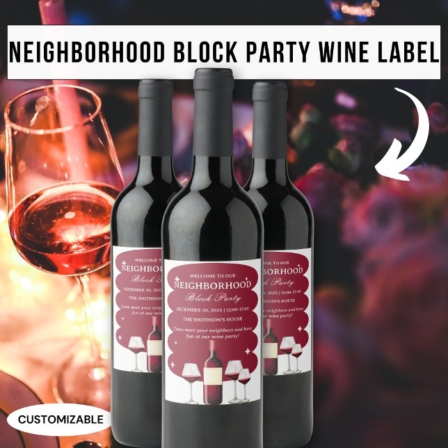 Red Wine Neighborhood Block Party Label (Creator Uploaded)