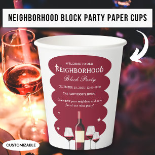 Red Wine Neighborhood Block Party Paper cup