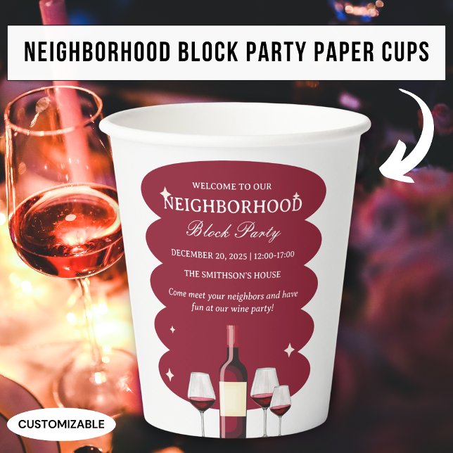 Red Wine Neighborhood Block Party Paper cup (Creator Uploaded)