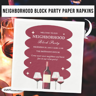 Red Wine Neighborhood Block Party Table Napkins