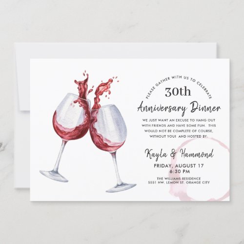 Red Wine Occasion Anniversary Dinner Invitation