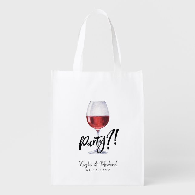 Red Wine Occassion Celebration Grocery Bag (Front)