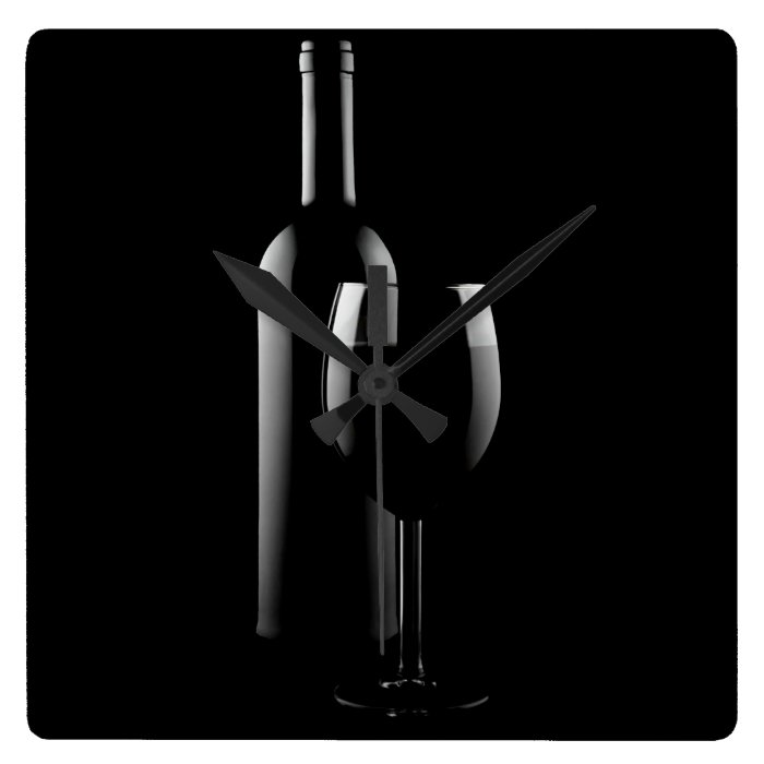 red wine on black wall clock