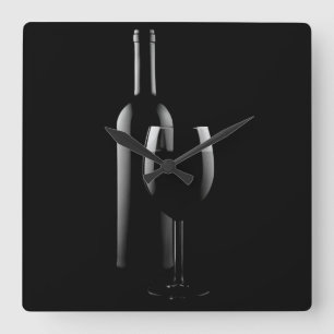 red wine on black wall clock