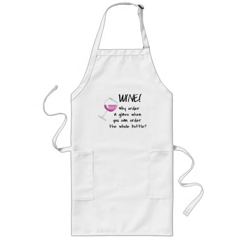 Red Wine Order Bottle Funny Word Text Saying Art Long Apron