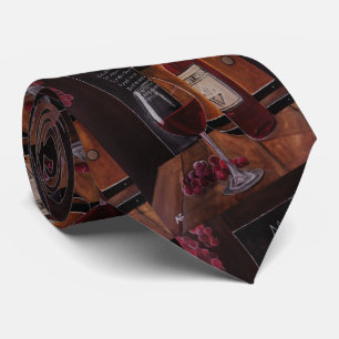 Red Wine Painting by Alfred Fox Neck Tie