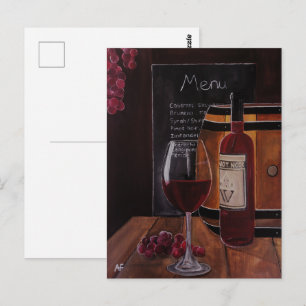 Red Wine Painting by Alfred Fox Postcard