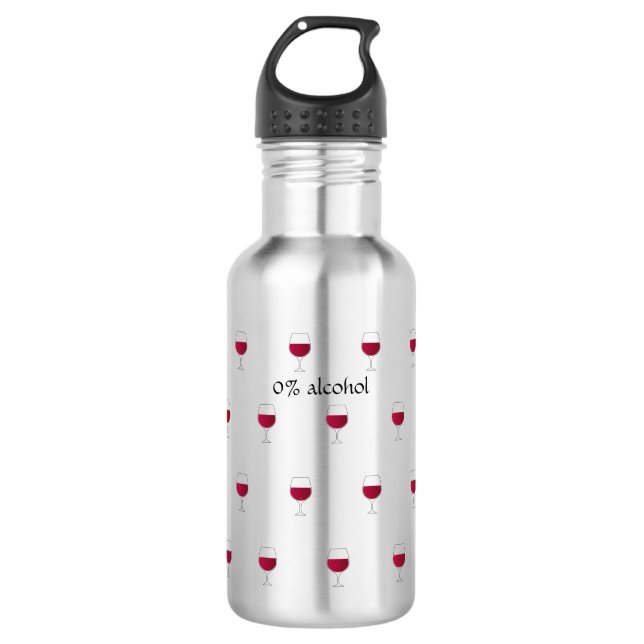 Red Wine Pattern Custom Name Stainless Steel Water Bottle (Front)