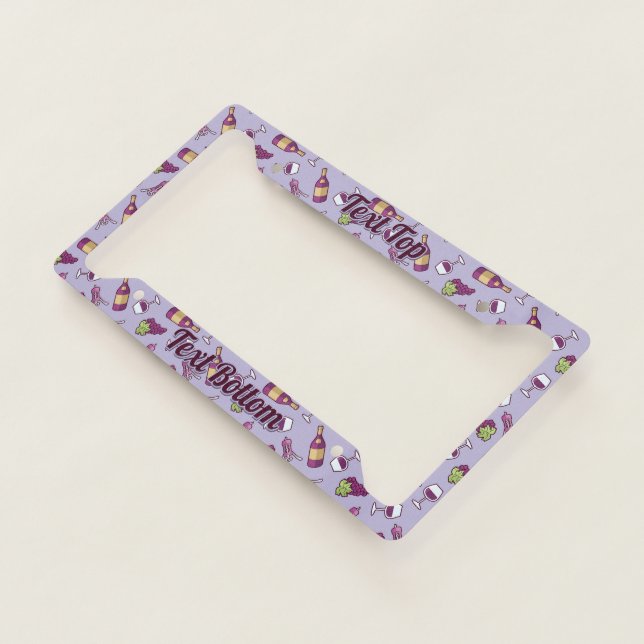 Red Wine Pattern License Plate Frame (3/4)