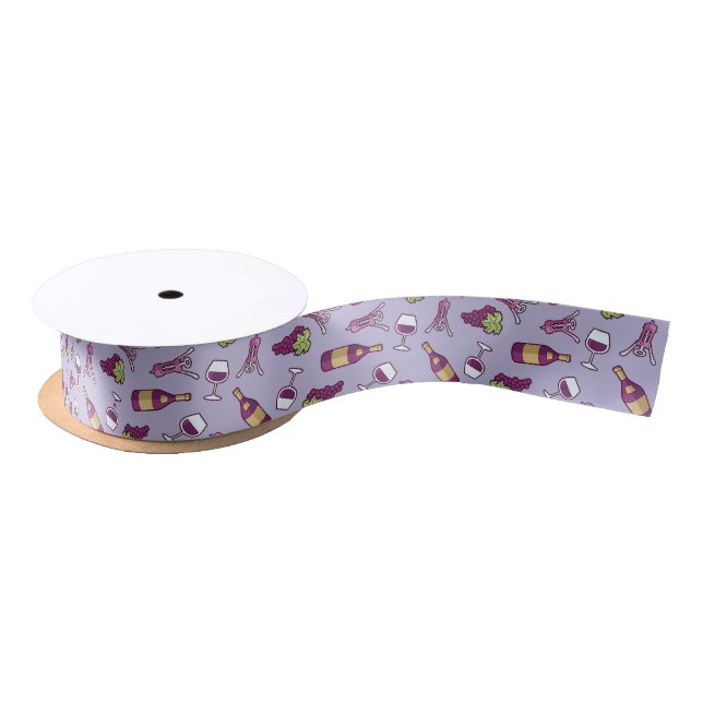 Red Wine Pattern Satin Ribbon (Spool)