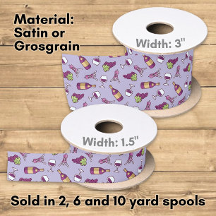 Red Wine Pattern Satin Ribbon