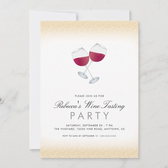 Red Wine, Personalized Wine Tasting Party Invitation (Front)