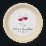 Red Wine, Personalized Wine Tasting Party Paper Plates<br><div class="desc">This paper plate features a design perfect for a wine tasting party,  with a graphic of two glasses of red wine. The background is a light cream color with a subtle swirly pattern. Customizable text allows your to add your name.</div>