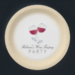 Red Wine, Personalized Wine Tasting Party Paper Plates<br><div class="desc">This paper plate features a design perfect for a wine tasting party,  with a graphic of two glasses of red wine. The background is a light cream color with a subtle swirly pattern. Customizable text allows your to add your name.</div>