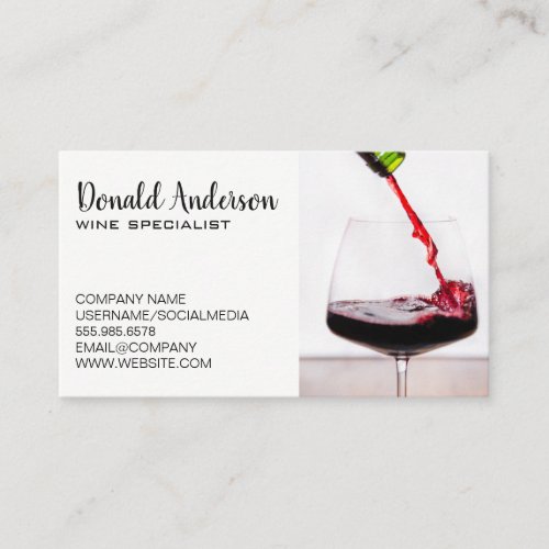 Red Wine Pour   Business Card