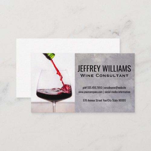 Red Wine Pour Glass  Winery Business Card