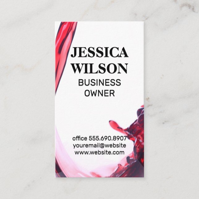 Red Wine Pour in Glass Business Card (Front)