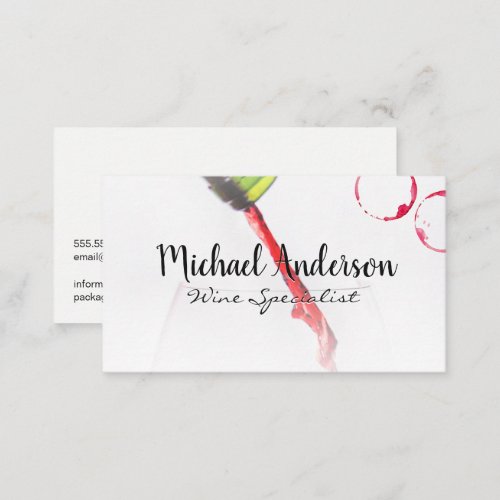 Red Wine Pour in Glass  Wine Stains Business Card