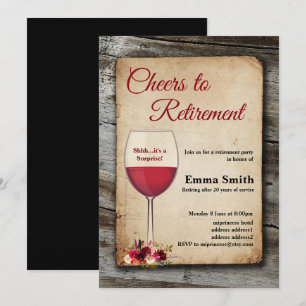 Red wine, retirement party, retiring invitation