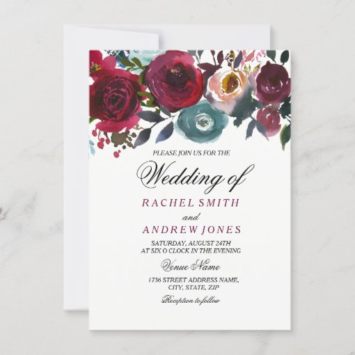 Red Wine Romantic Burgundy Wedding Invitation | Zazzle