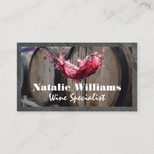 Red Wine Splash and Barrels Business Card