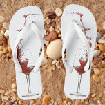 Red Wine Splash Glass Wedding Wine Tasting Flip Flops<br><div class="desc">This design was created through digital art. It may be personalized by clicking the customize button and changing the color, adding a name, initials or your favorite words. Contact me at colorflowcreations@gmail.com if you with to have this design on another product. Purchase my original abstract acrylic painting for sale at...</div>