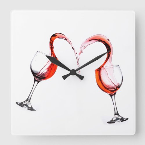 Red Wine Square Wall Clock