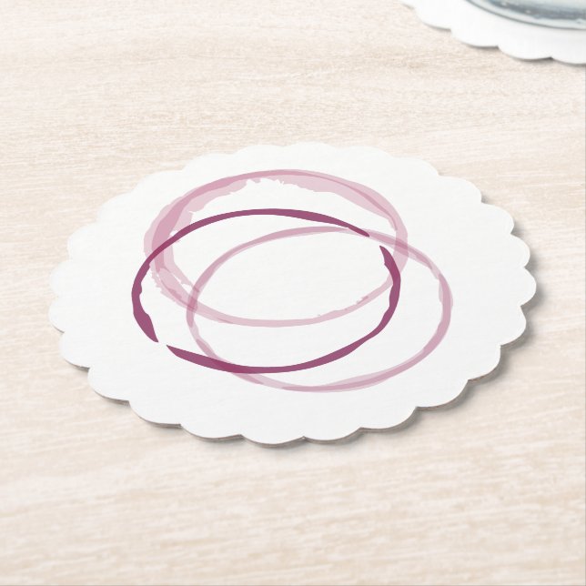 Red wine stain rings printed on drink coasters (Angled)