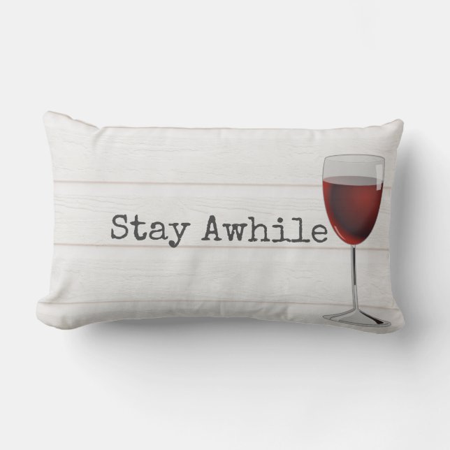 Red Wine Stay Awhile Lumbar Pillow (Front)