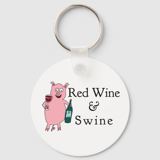 Red Wine & Swine Keychain (Front)