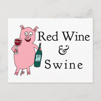 Red Wine & Swine Postcard