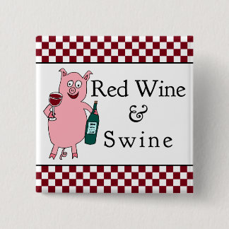 Red Wine & Swine Square Pinback Button