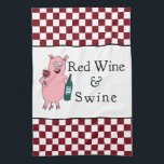 Red Wine & Swine Towel<br><div class="desc">Ham, ribs, chops or tenderloin - roasted, smoked or barbecued - swine is better with wine. Art & design by Victoria Lynn Hall.</div>
