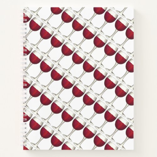 Red Wine Tasting Glass Bottle Grapes Merlot Malbec Notebook