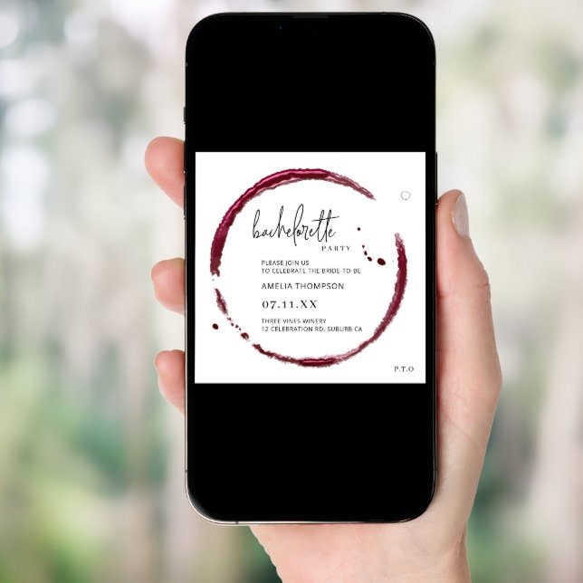 Red Wine Tasting Weekend Bachelorette Party Invitation (Front Digital)