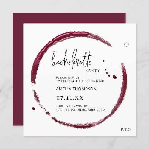 Red Wine Tasting Weekend Bachelorette Party Invitation