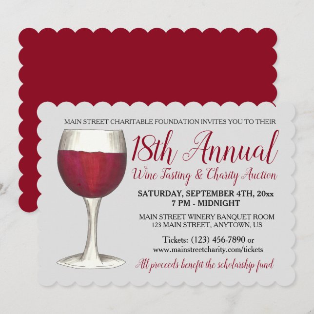 Red Wine Tasting Winetasting Cocktail Party Event Invitation (Front/Back)