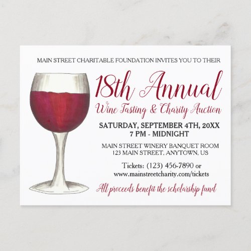 Red Wine Tasting Winetasting Cocktail Party Event Invitation Postcard