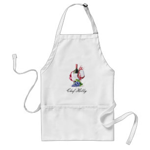 Red Wine Themed Chef Name Adult Apron