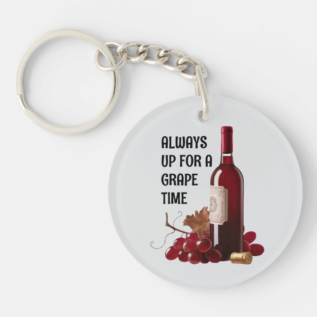Red Wine Time Keychain (Front)