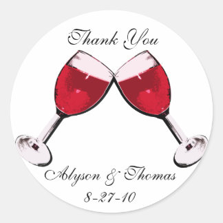 Red Wine Toast Classic Round Sticker