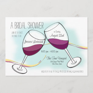Red Wine Toasting Glasses Bridal Shower Invitation