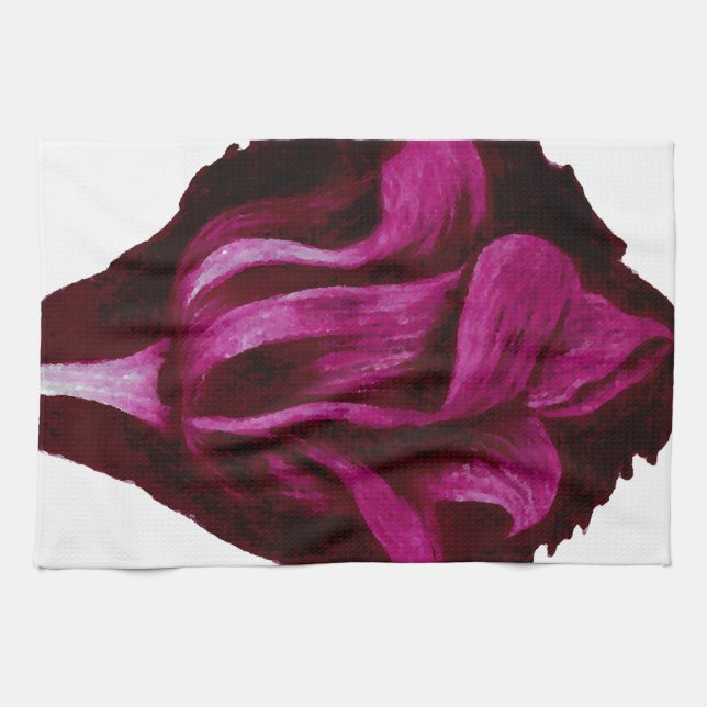 Red Wine Tulip Pastels Floral Art Burgundy Romance Towel (Horizontal)