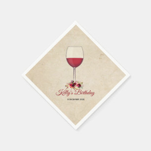red wine, whimsical, Cocktail Paper Napkins