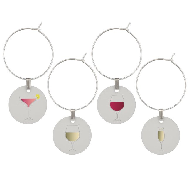 Red wine, white wine, champagne, cocktail party wine charm (Staggered)