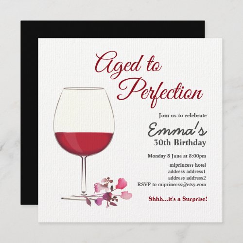 Red wine wine invitation Aged to Perfection Invi Invitation